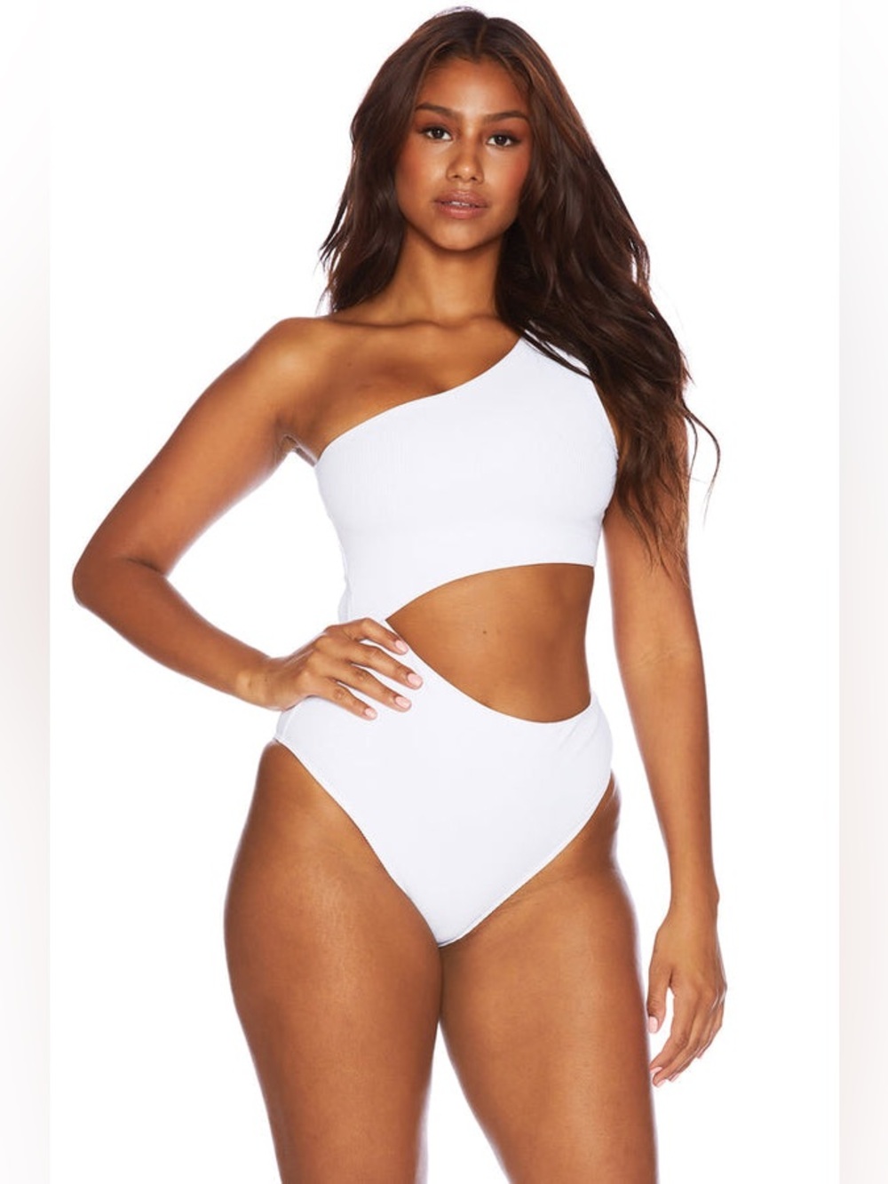 New! Beach Riot Celine One Piece Ribbed Swimsuit White Small 34210